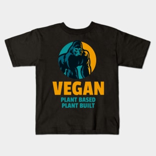 Vegan - Plant Based/Built - Gold & Green Kids T-Shirt